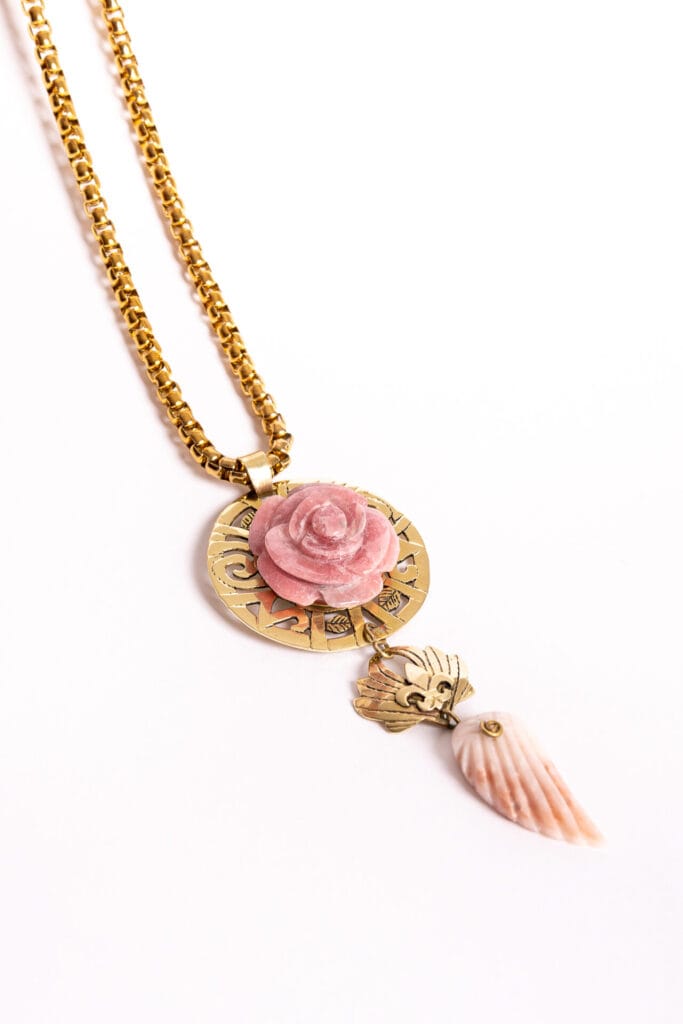 Colgante Sello Corazón, Rosa Mística